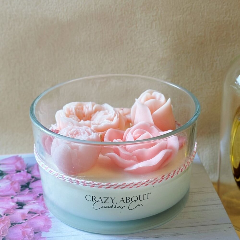 Handmade Flower-in-a-Jar Scented Candle – Elegant Home Decor & Gifts